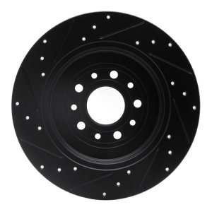 Ford Freestyle Brake Rotor (1) - Rear Right - R1 Concepts - Drilled & Slotted - Black - `05-`19